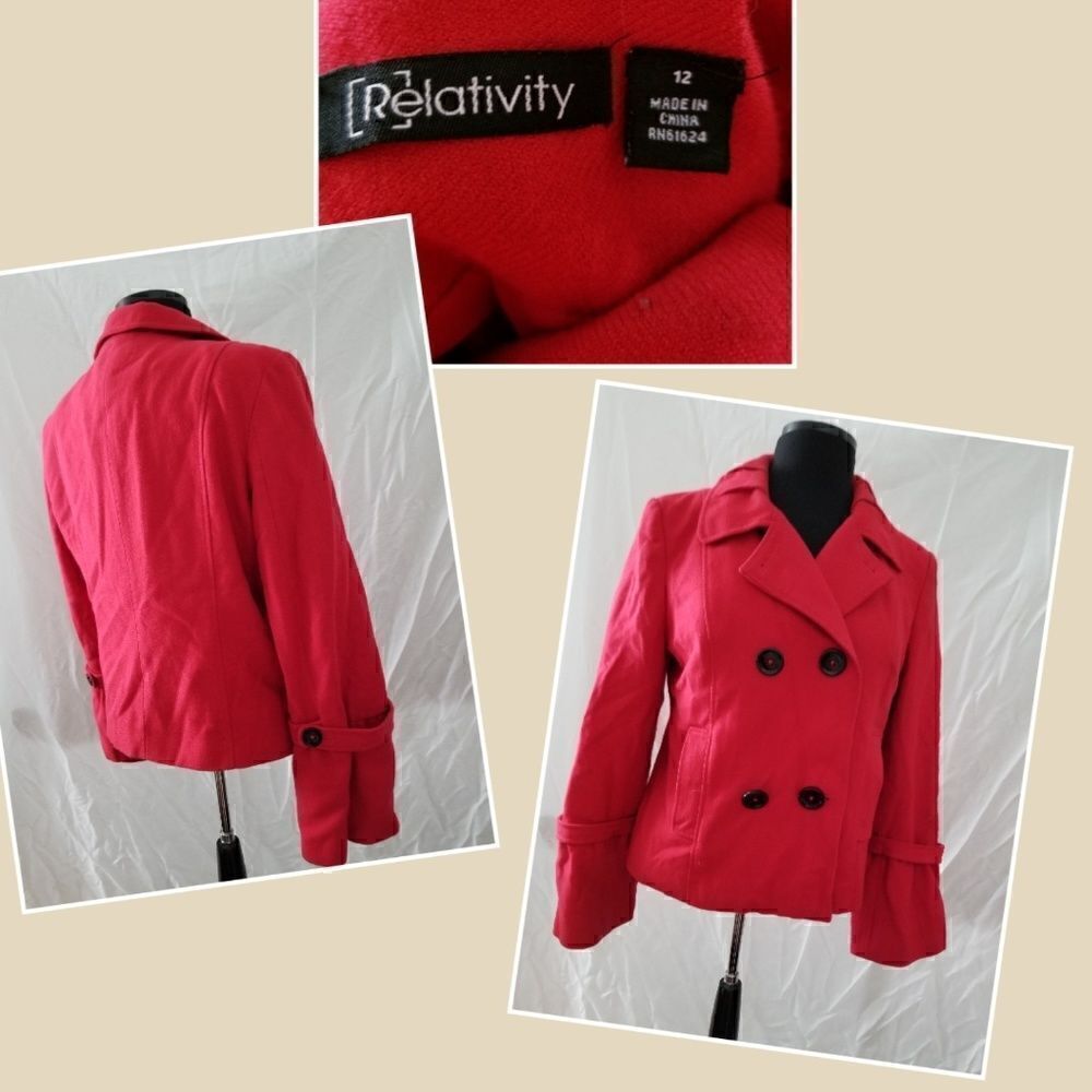 Relativity red blazer with flared sleeve size 12